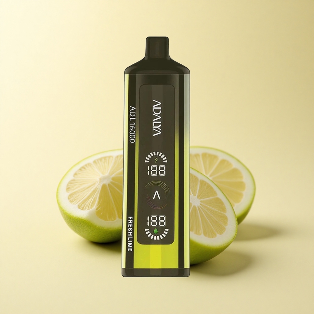Adalya ADL 16000 PRO Puffs Disposable Vape Stålrør Digital Skjerm Fersk Lime
