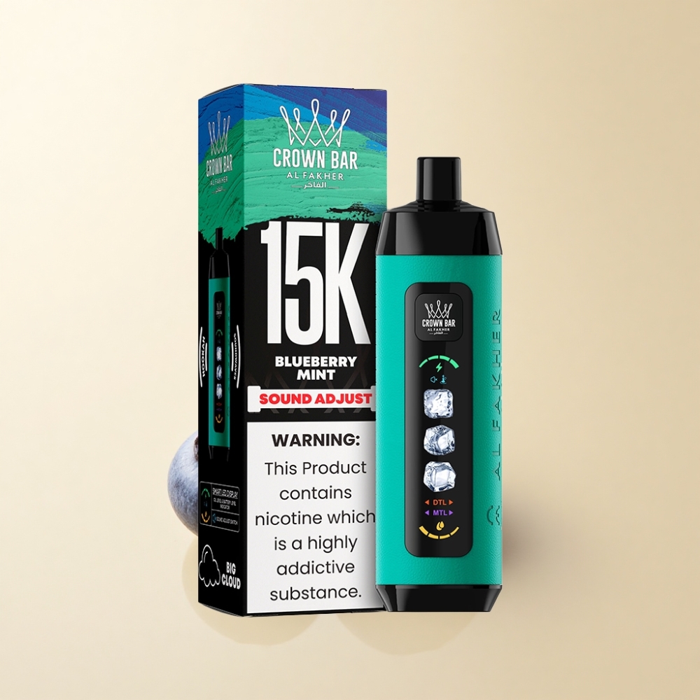 Al Fakher 15k Ice Adjust Clouds Engangsdevice med Blåbær Mynte – 15000 puff, 22ml, Mesh Coil