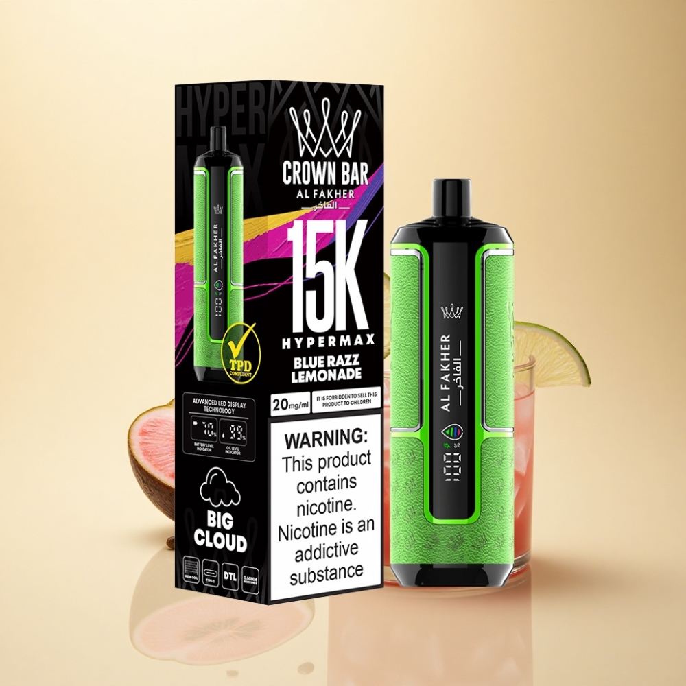 Al Fakher Crown Bar 15K Hypermax 22ml Blåbringebær Lemonade