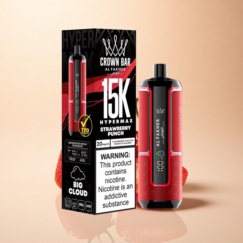 Al Fakher Crown Bar 15K Hypermax 22ml Jordbær Punch