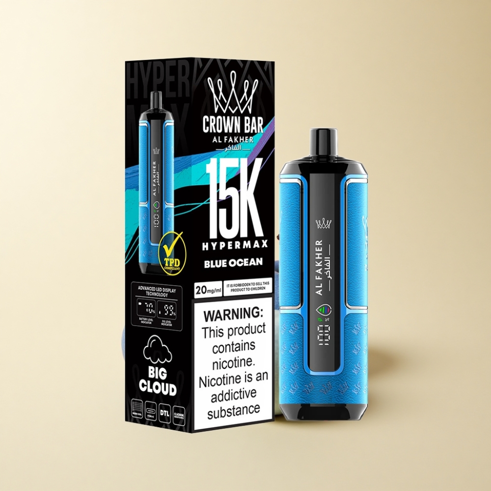 Al Fakher Crown Bar 15K Hypermax Engangs Vape Blå Hav