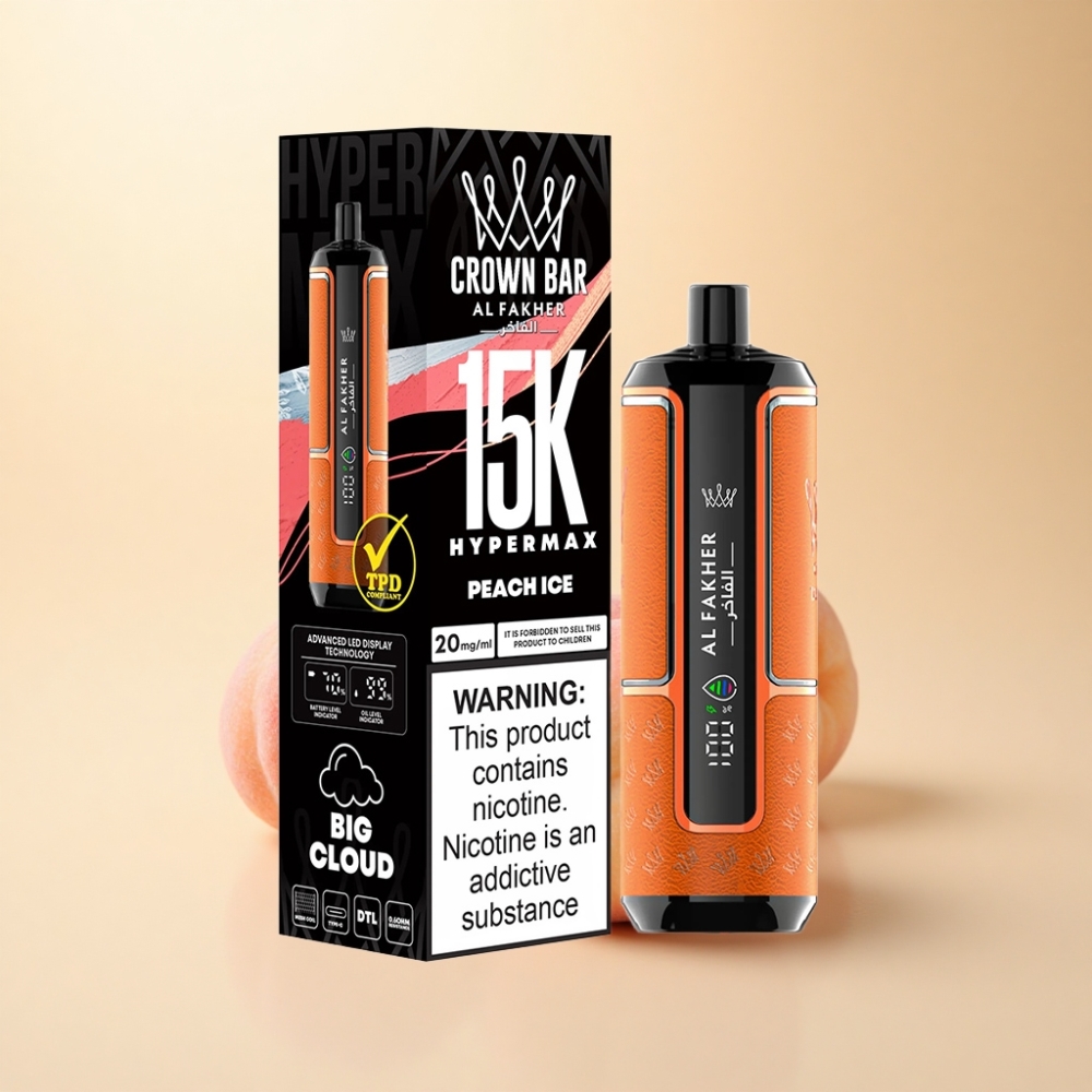 Al Fakher Crown Bar 15K Hypermax Engangs Vape Kit Fersken Is