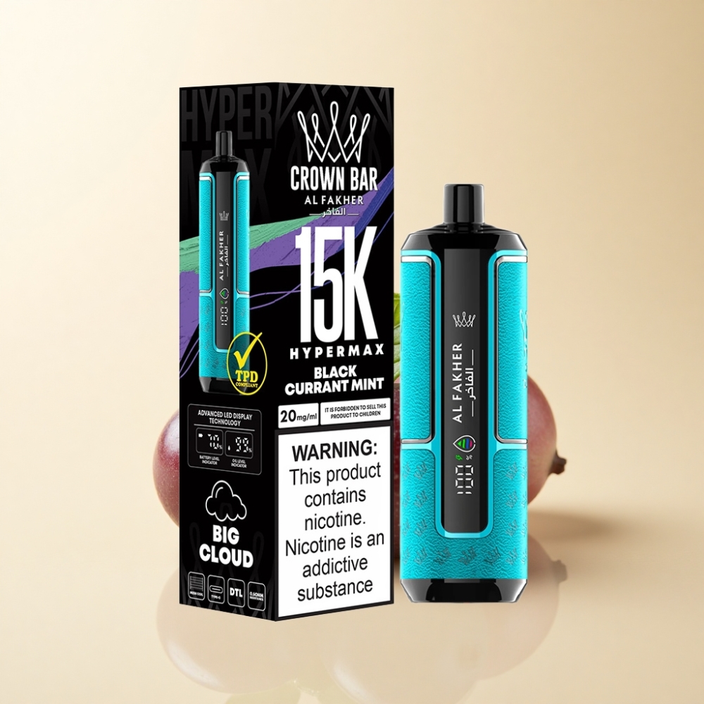 Al Fakher Crown Bar 15K Hypermax Engangs Vape Kit Solbærmynte