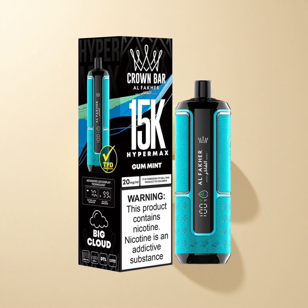 Al Fakher Crown Bar 15K Hypermax Engangs Vape Tynn Gummi Mynte