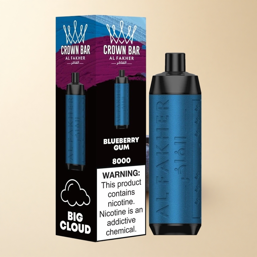 Al Fakher Crown Bar 8000 18ml Blåbærtuggummi