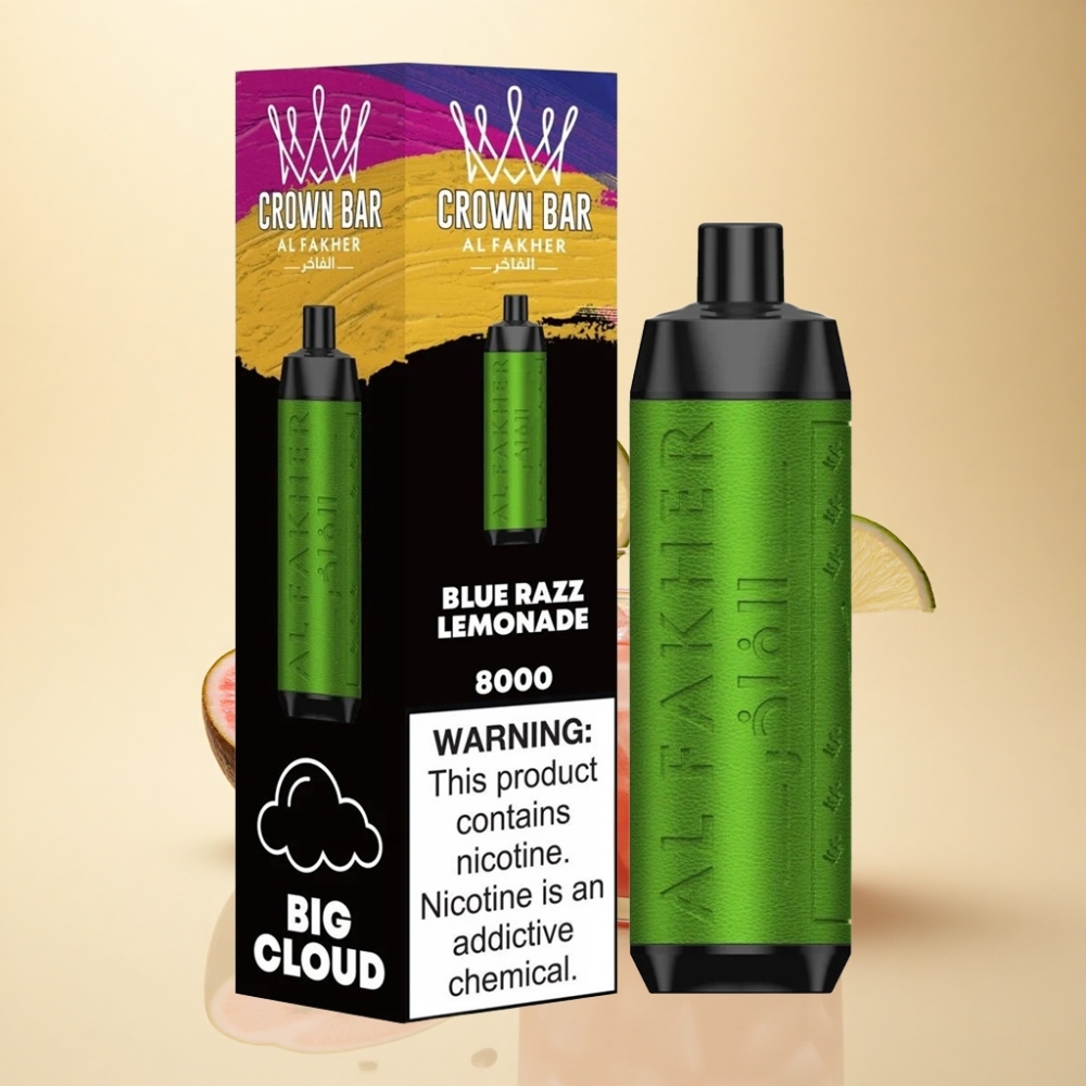 Al Fakher Crown Bar 8000 Blå Bringebær Lemonade 18ml 5mg