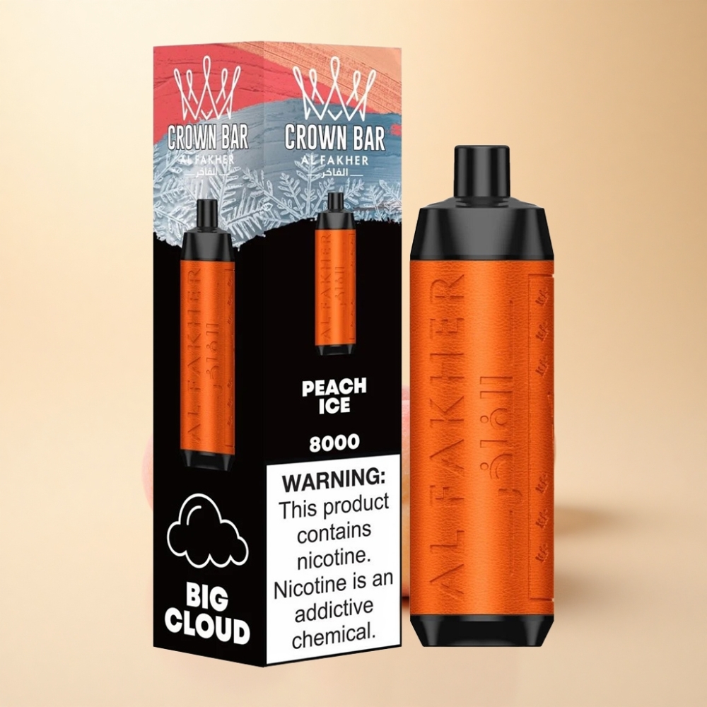 Al Fakher Crown Bar 8000 Crystal 18ml Fersken Is