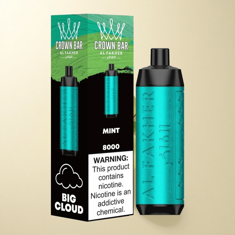 Al Fakher Crown Bar 8000 Crystal 18ml Mynte USB-C