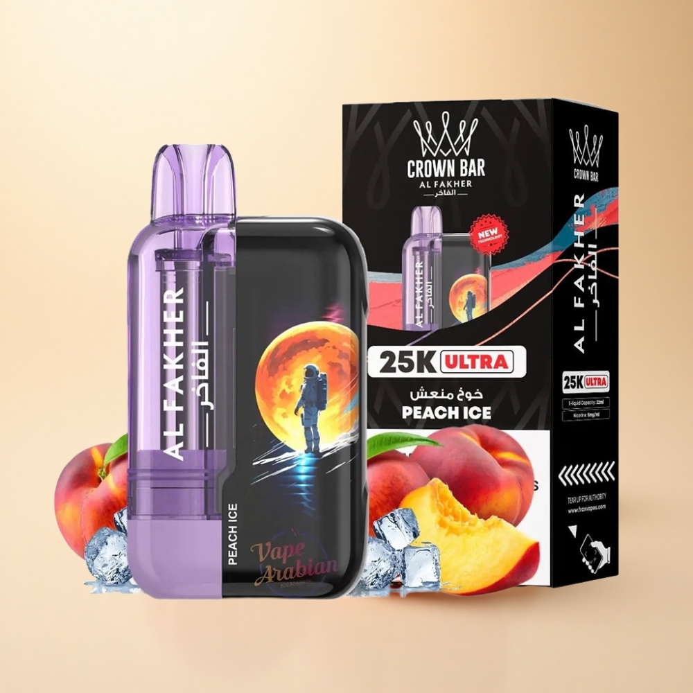 Al Fakher Crown Bar Ultra 25K Fersken Is LED Mesh