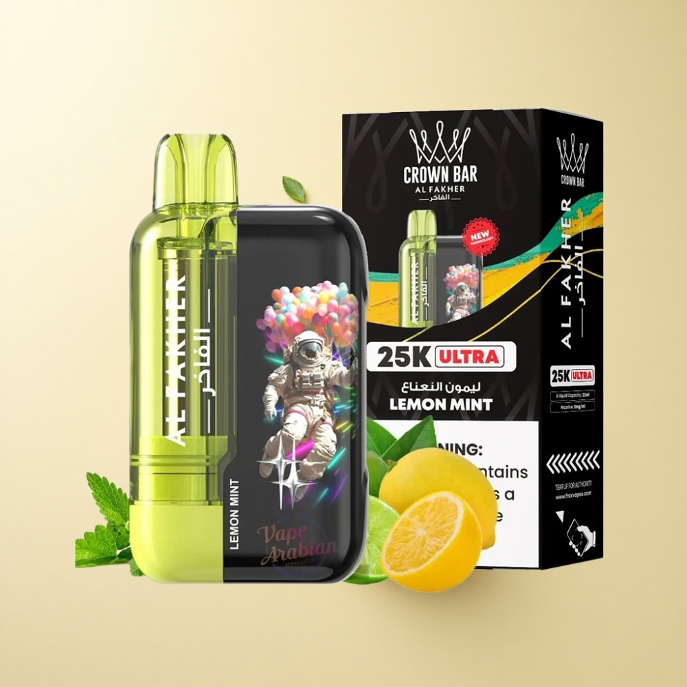 Al Fakher Crown Bar Ultra 25K Sitron Mynte LED Mesh