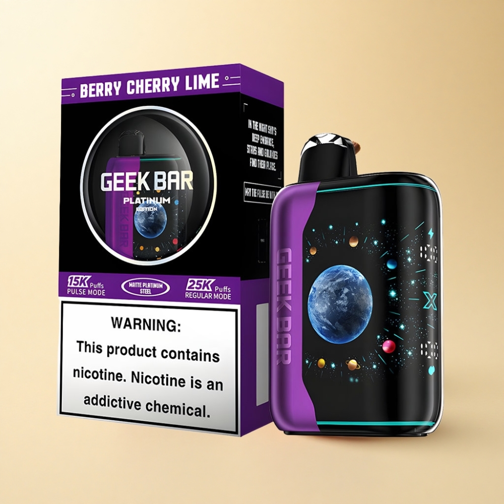 GEEK BAR Platinum 25000 Puffs Dynamisk 3D Skjerm Bær Kirsebær Lime