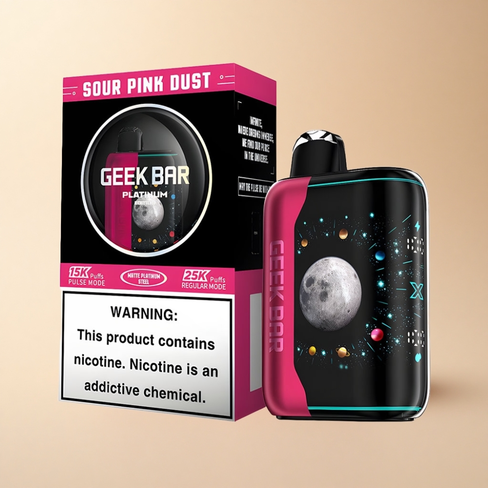 GEEK BAR Platinum 25000 Puffs Dynamisk 3D Skjerm Sur Rosa Støv