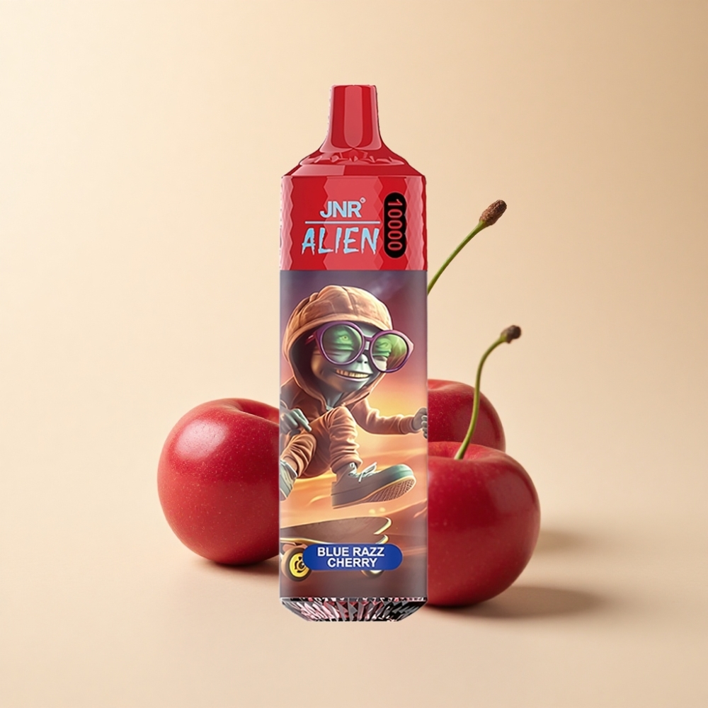 JNR Alien 10000 Puffs 850mAh Blå Bringebær Kirsebær