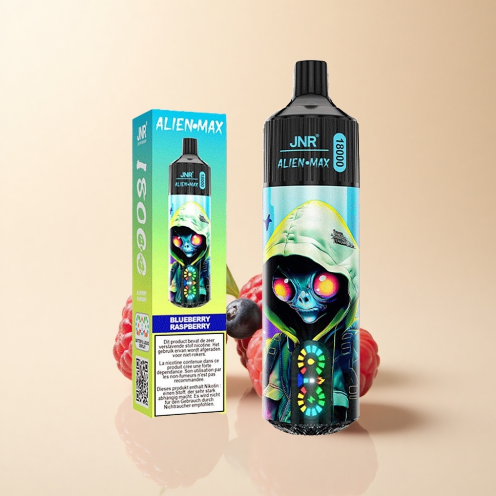 JNR Alien Max 18000 Puffs Blåbær Bringebær Dual Mesh Coil Type-C Lading