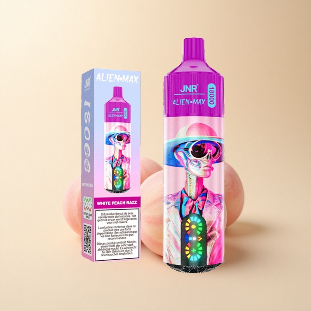 JNR Alien Max 18000 Puffs Dual Mesh Hvit Fersken Bringebær