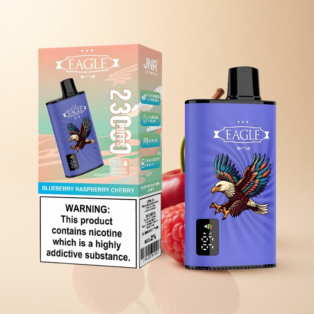 JNR EAGLE Smart 23000 Puffs 25ml Blåbær Bringebær Kirsebær Justerbar Luftstrøm