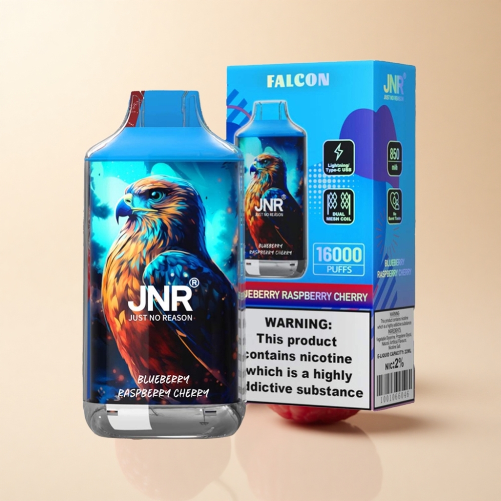 JNR Falcon 16000 Puffs 22ml Dual Mesh Blåbær Bringebær Kirsebær