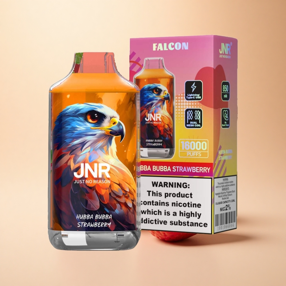 JNR Falcon 16000 Puffs 22ml Dual Mesh Jordbær Hubba Bubba