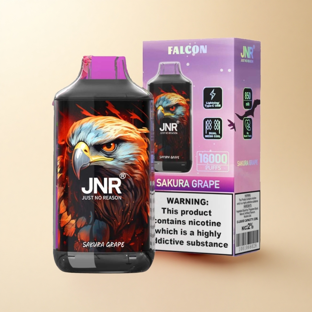JNR Falcon 16000 Puffs 22ml Dual Mesh Sakura Drue