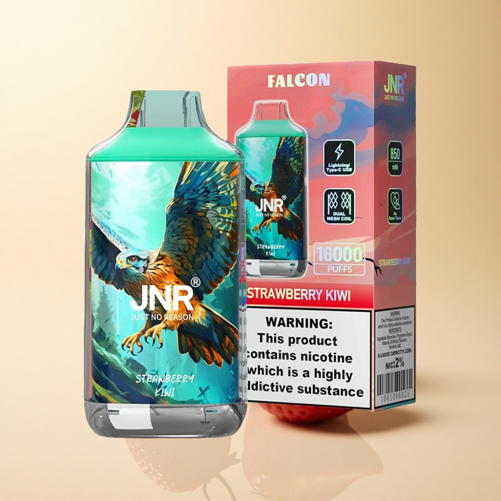 JNR Falcon 16000 Puffs 22ml Jordbær Kiwi Dual Mesh Coil