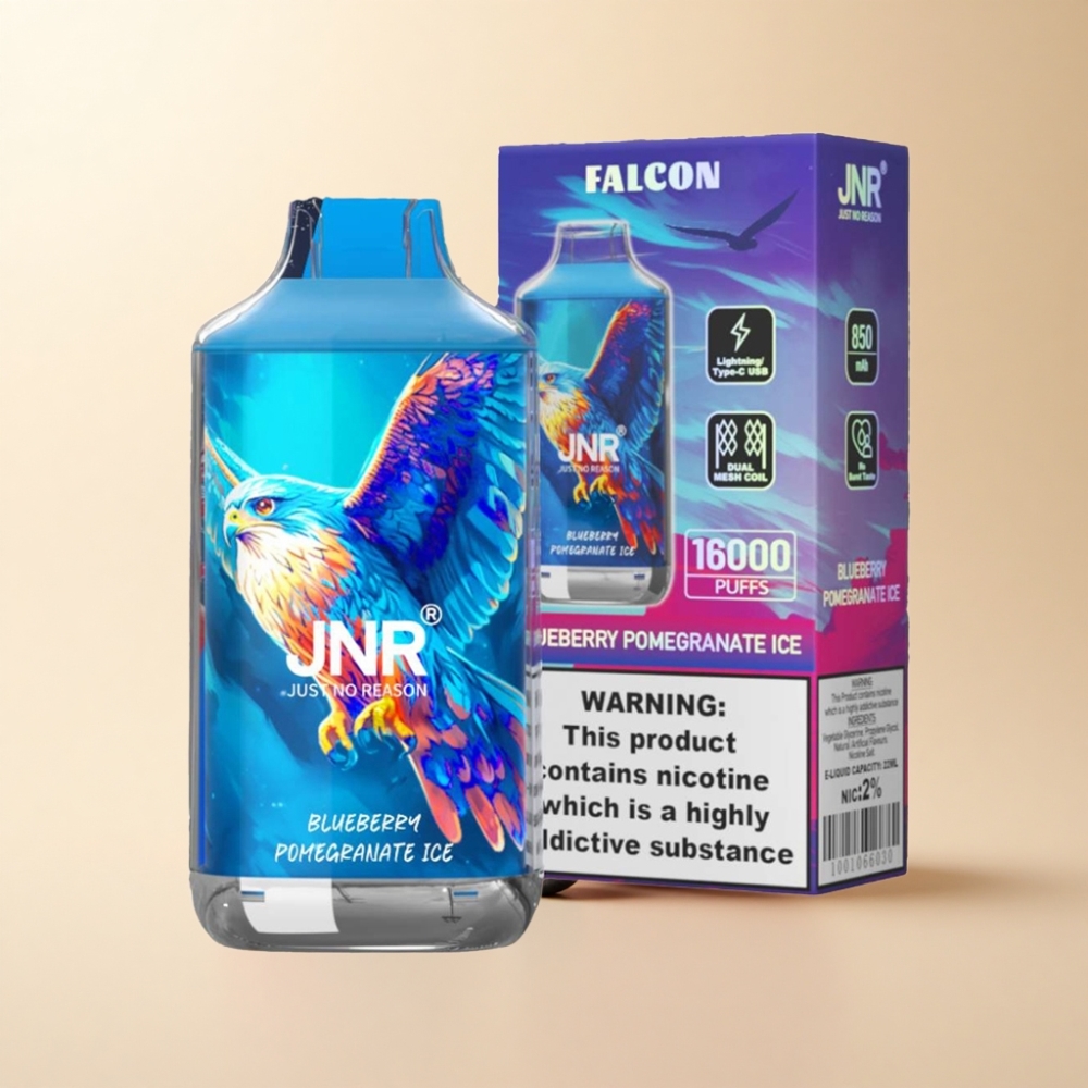 JNR Falcon 16000 Puffs 850mAh Type-C Blåbær Granate Is