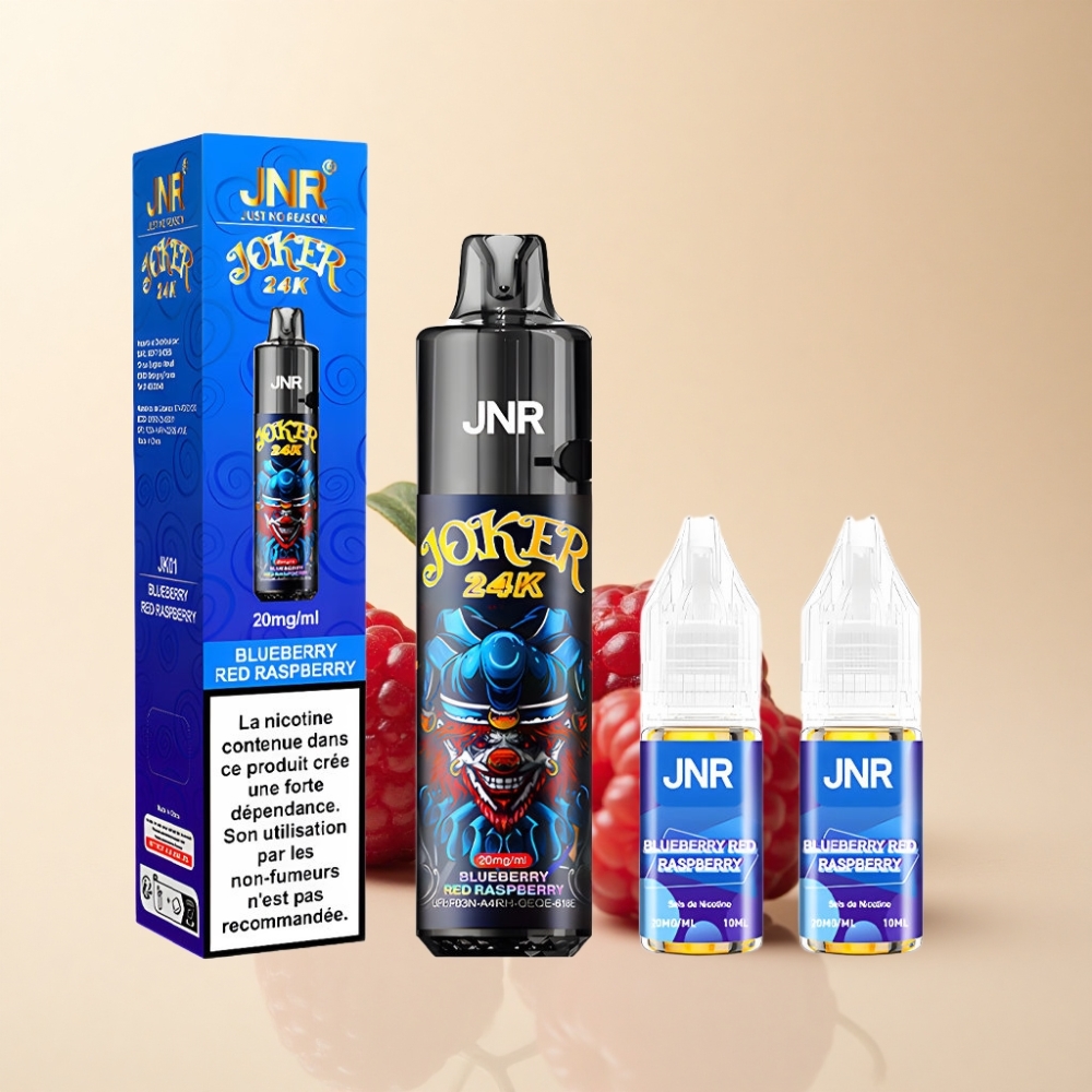 JNR Joker 24000 Puffs Synlig E-væske Nivå Blåbær Rød Bringebær