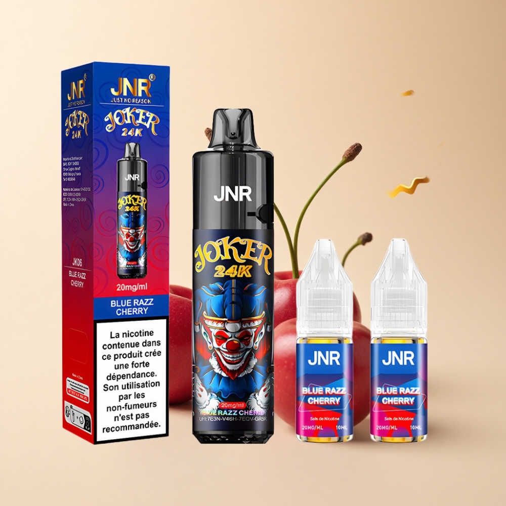 JNR Joker 24K Puffs Blå Bringebær Kirsebær Refillbar Pod 800mAh