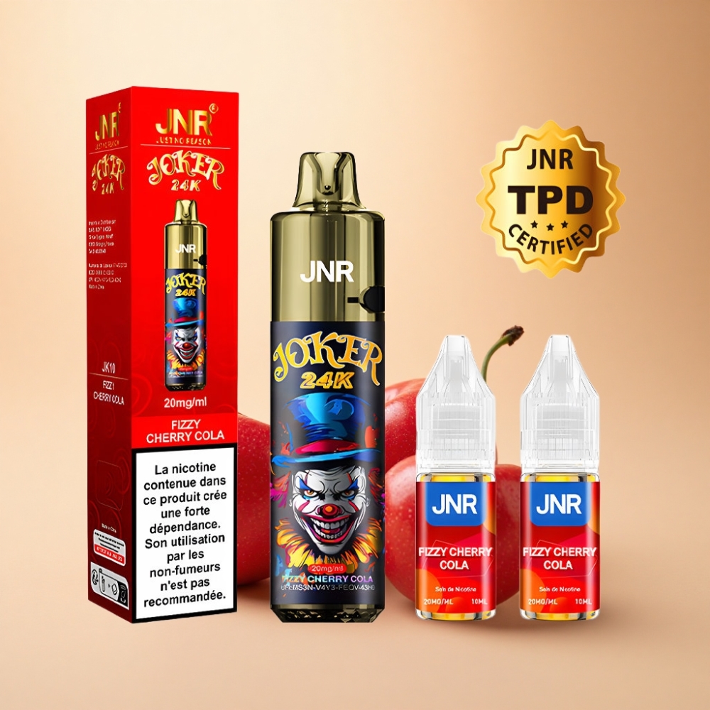 JNR Joker 24K Puffs Synlig E-væske Frisk Kirsebær Cola