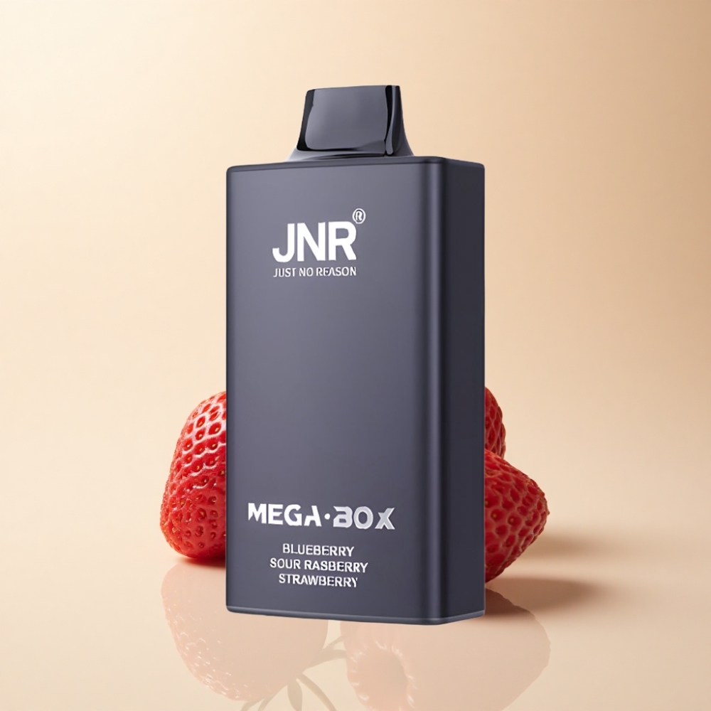 JNR Mega Box 25000 Puffs 30ml Blåbær Sur Bringebær Jordbær