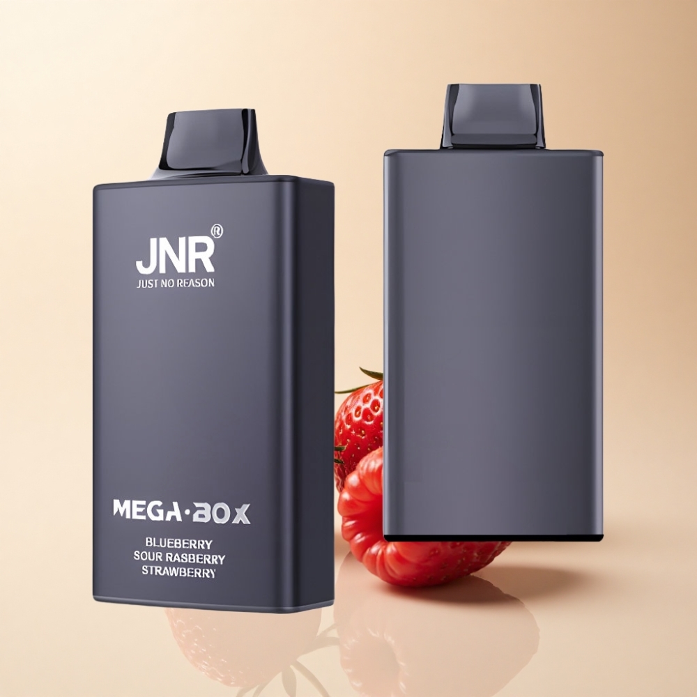 JNR Mega Box 25000 Puffs 30ml Blåbær Sur Bringebær Jordbær