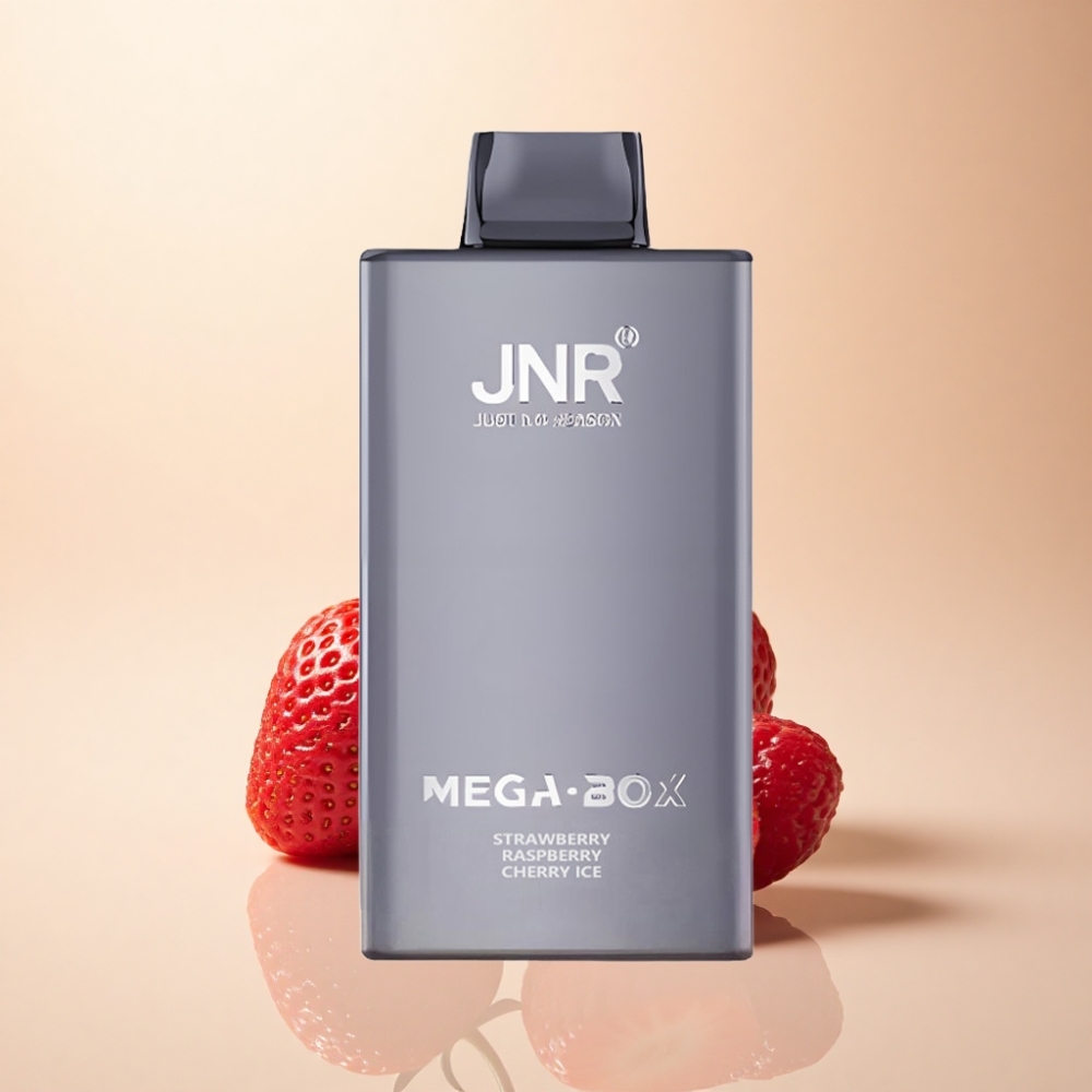 JNR Mega Box 25000 Puffs 30ml Jordbær Bringebær Kirsebær Is