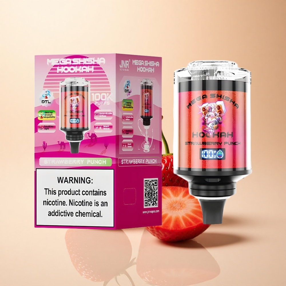 JNR Mega Shisha Hookah 100K 60ml Jordbær Punch
