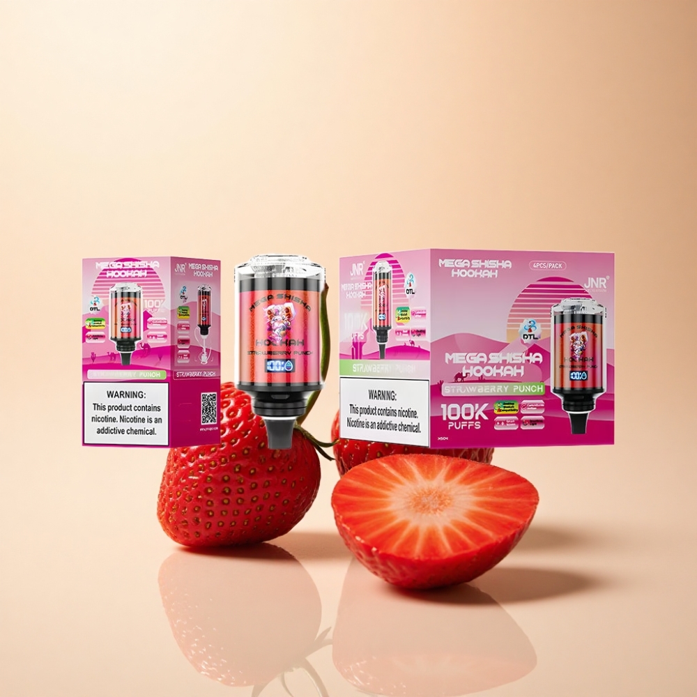 JNR Mega Shisha Hookah 100K 60ml Jordbær Punch