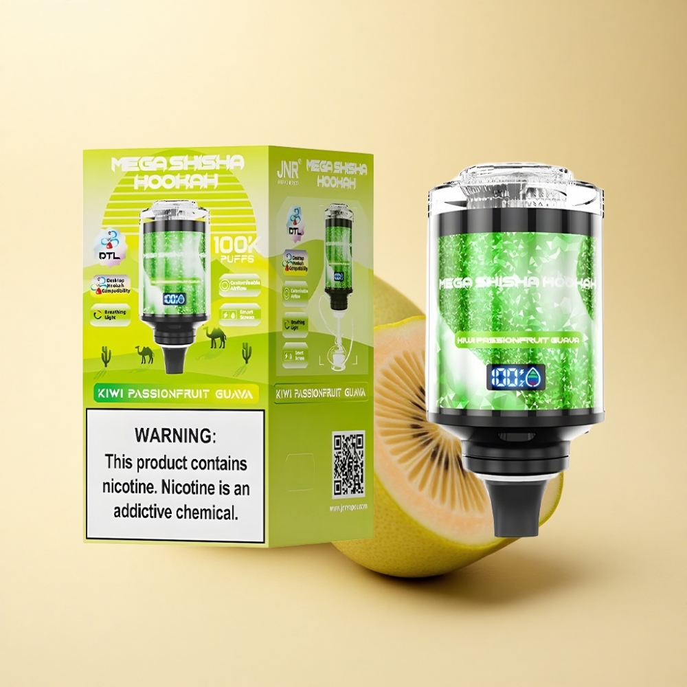 JNR Mega Shisha Hookah 100K Desktop Type-C Ladning Kiwi Pasjonsfrukt Guava