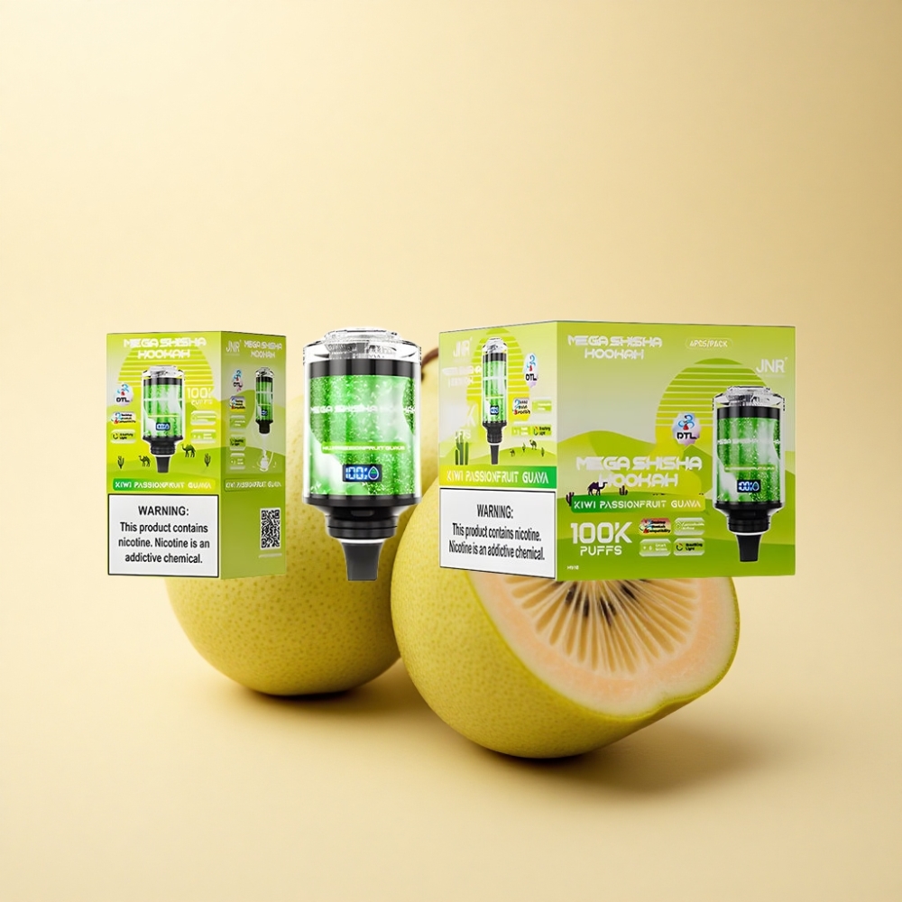 JNR Mega Shisha Hookah 100K Desktop Type-C Ladning Kiwi Pasjonsfrukt Guava