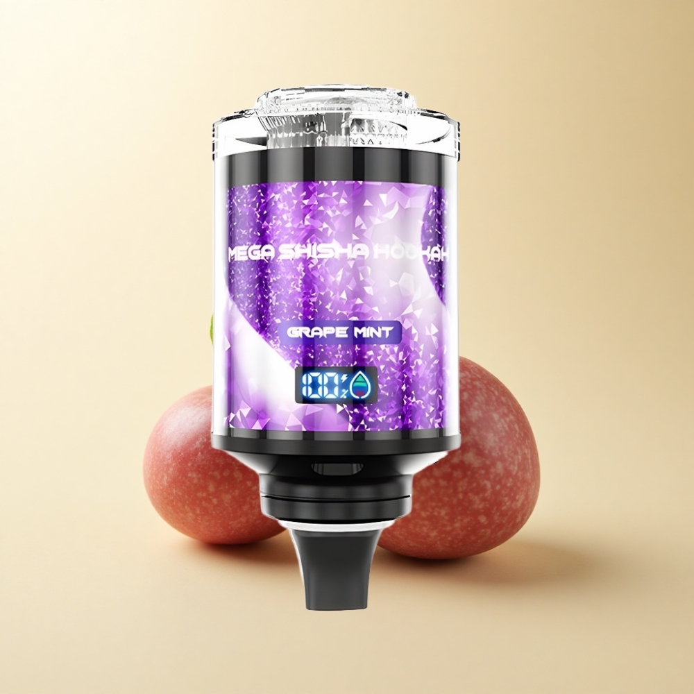 JNR Mega Shisha Hookah 100K Puff 60ml Druemynte Skjerm Luftstrøm