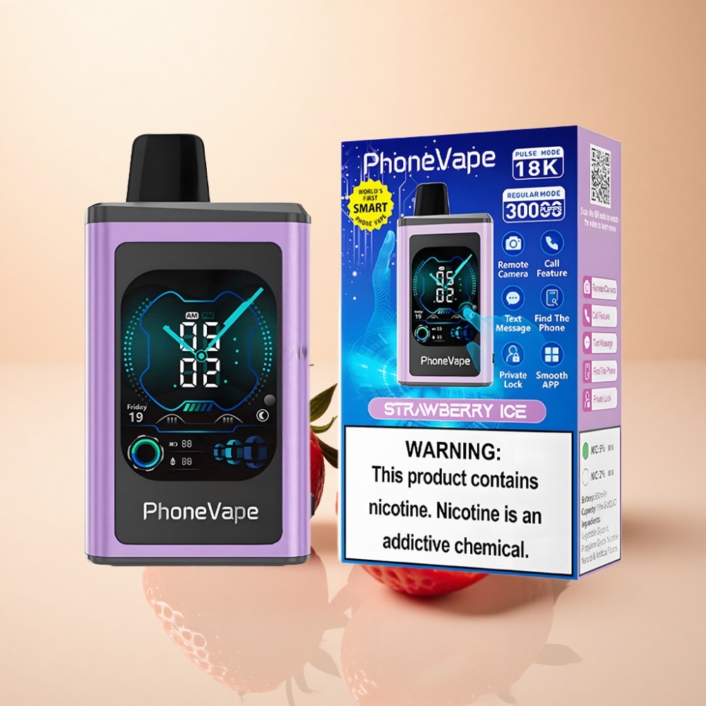 JNR PhoneVape 30000 puff App Kontrollert Jordbær Is