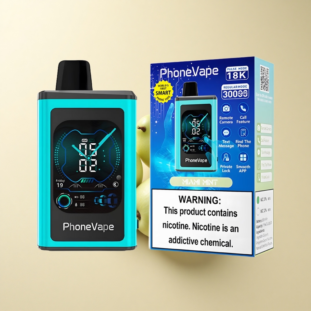 JNR PhoneVape 30000 puff Turbo Modus Justerbar Luftstrøm Miami Mynte