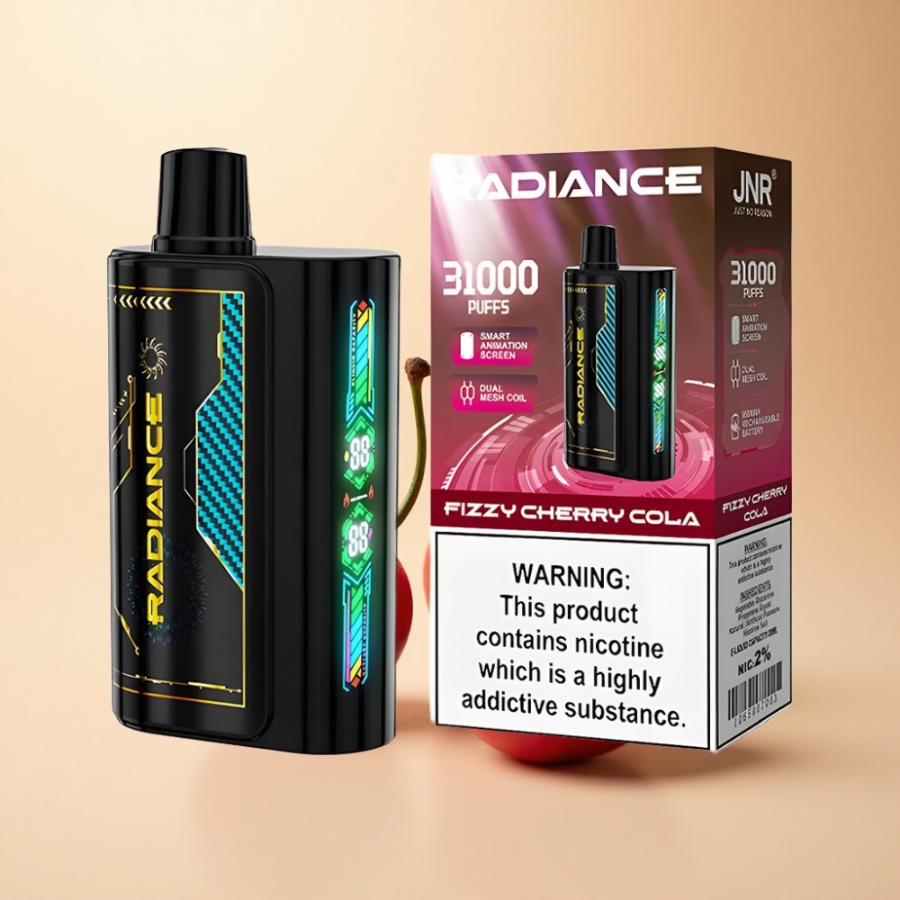 JNR Radiance 31000 Puffs 28ml Brusende Kirsebær Cola