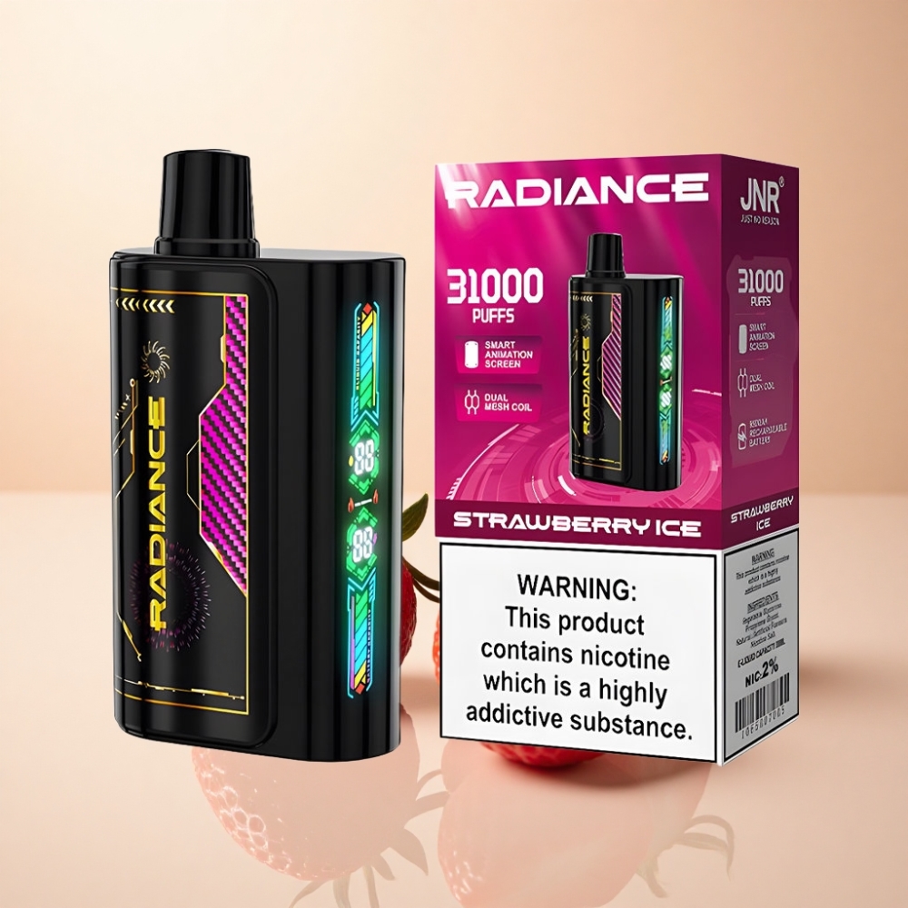 JNR Radiance 31000 Puffs 28ml Smart Skjerm Jordbær Is