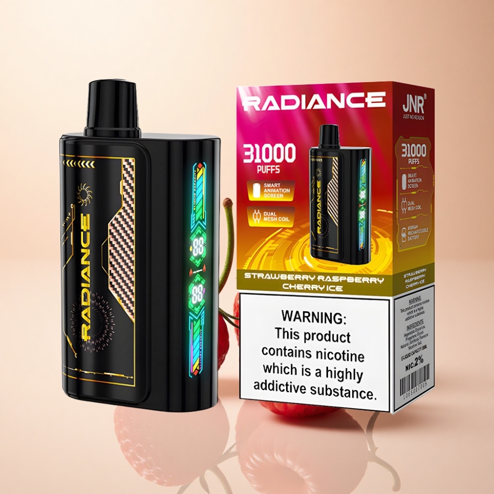 JNR Radiance 31000 Puffs Smart Skjerm Jordbær Bringebær Kirsebær Is