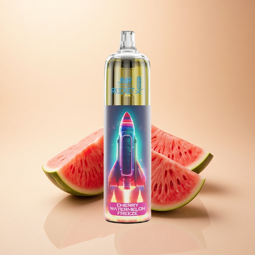 JNR Rocket-X 12400 Puffs Justerbar Luftstrøm RGB 1.2ohm Mesh Kirsebær Vannmelon Fryse