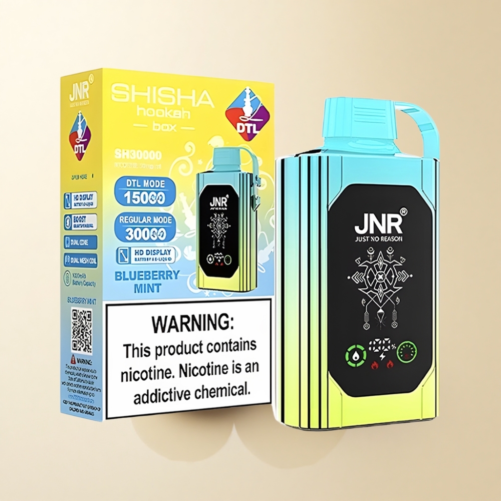 JNR Shisha Hookah Box 20500 Puffs HD Display 1000mAh Blåbær Mynte