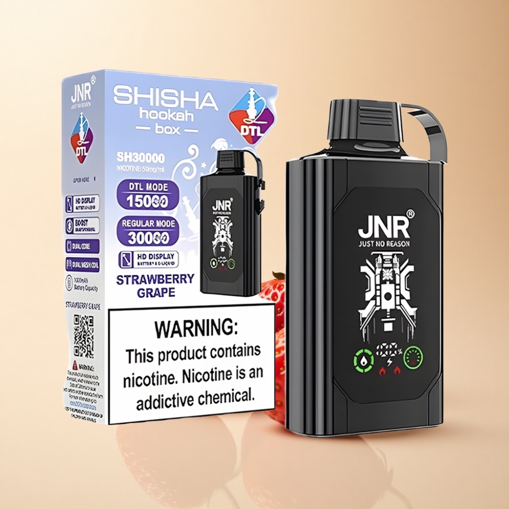 JNR Shisha Hookah Box 20500 Puffs HD Display Type-C Jordbær Drue