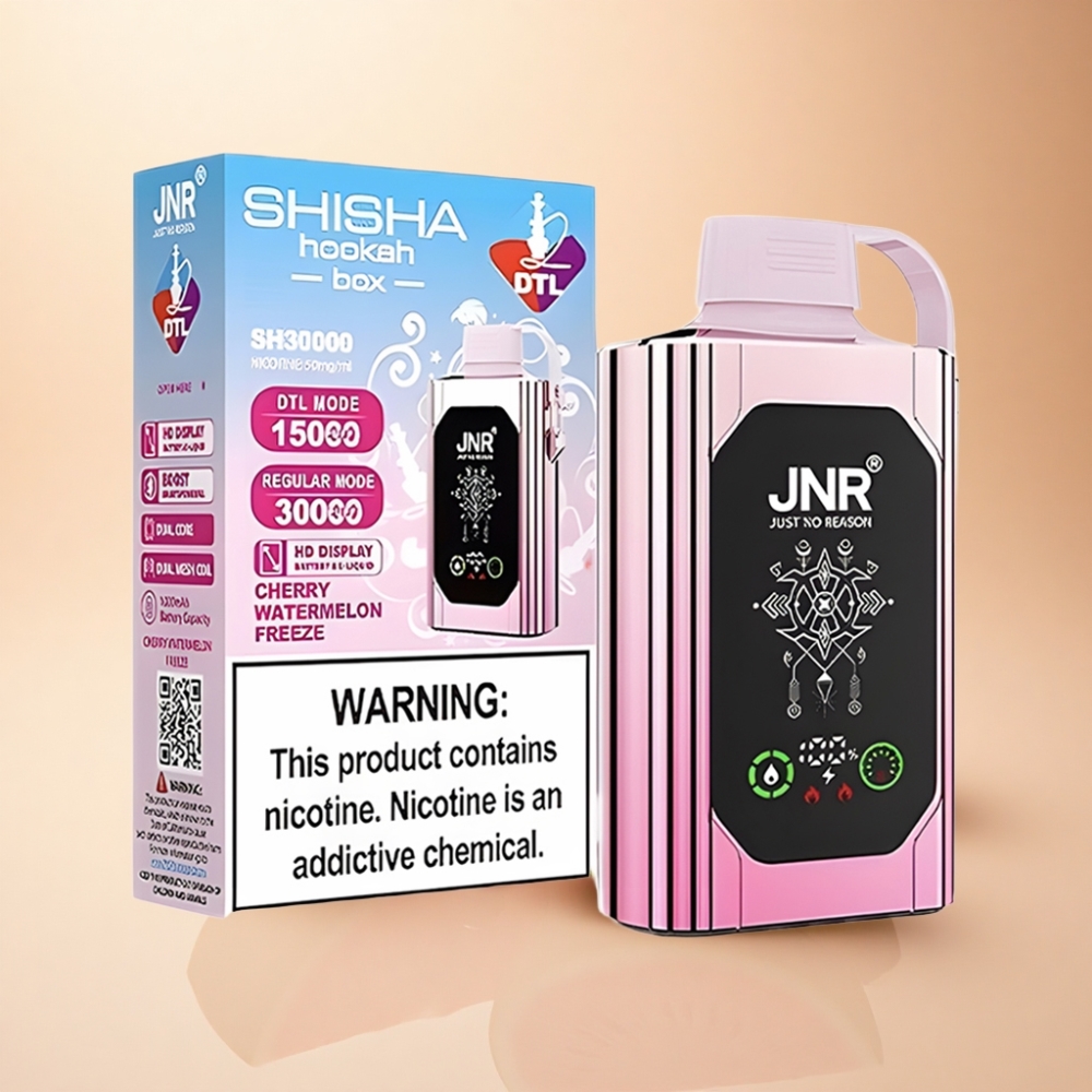 JNR Shisha Hookah Box 20500 Puffs HD Skjerm 25ml Kirsebær Vannmelon Frost