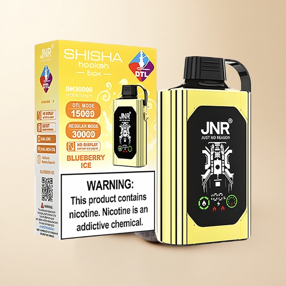 JNR Shisha Hookah Box 20500 Puffs HD Skjerm Blåbæris