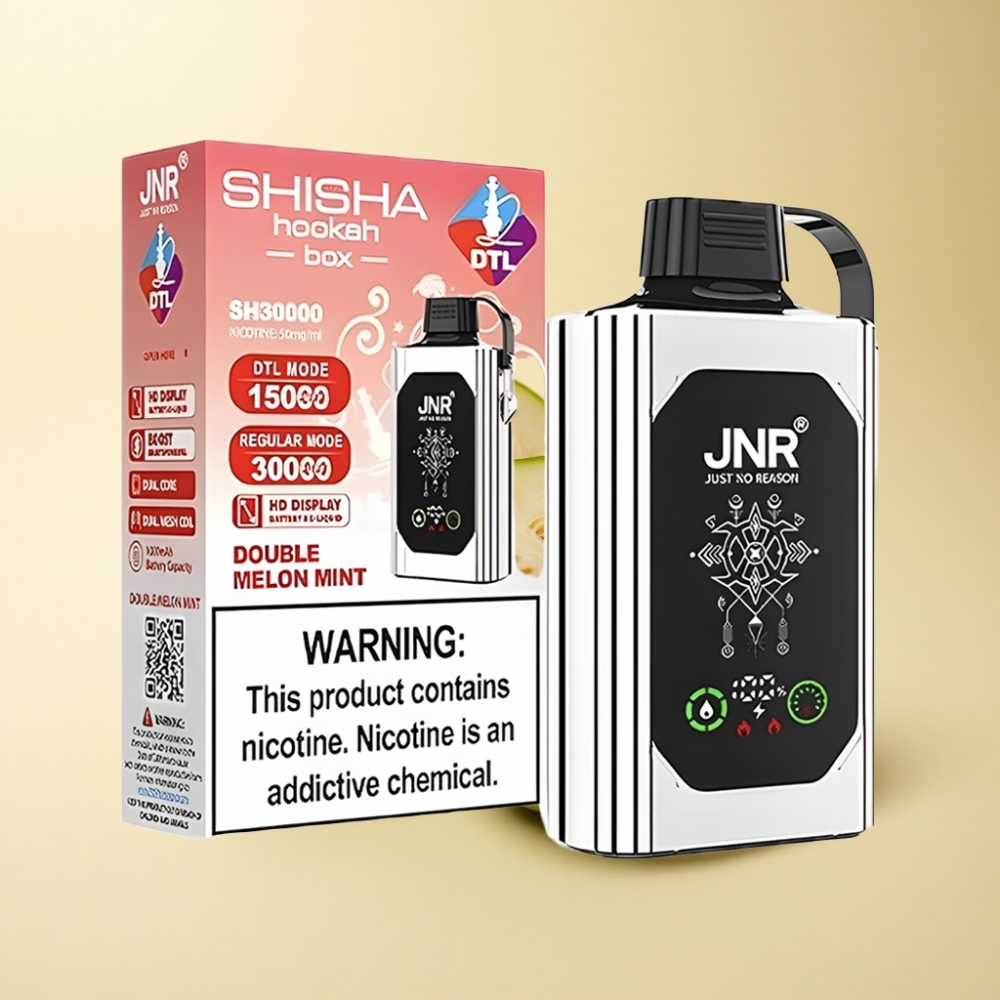 JNR Shisha Hookah Box 20500 Puffs HD Skjerm Dobbel Melon Mynte