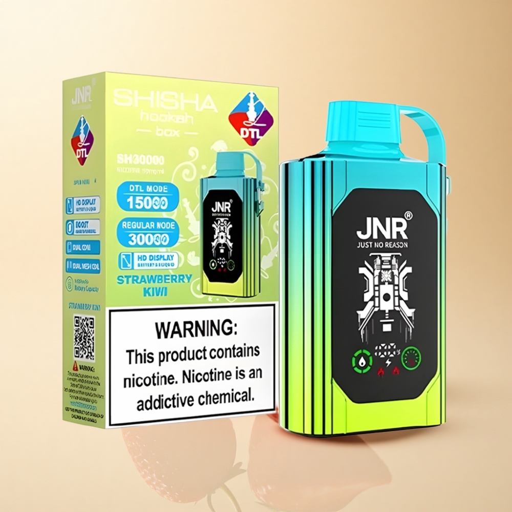 JNR Shisha Hookah Box 20500 Puffs HD Skjerm Jordbær Kiwi Type-C
