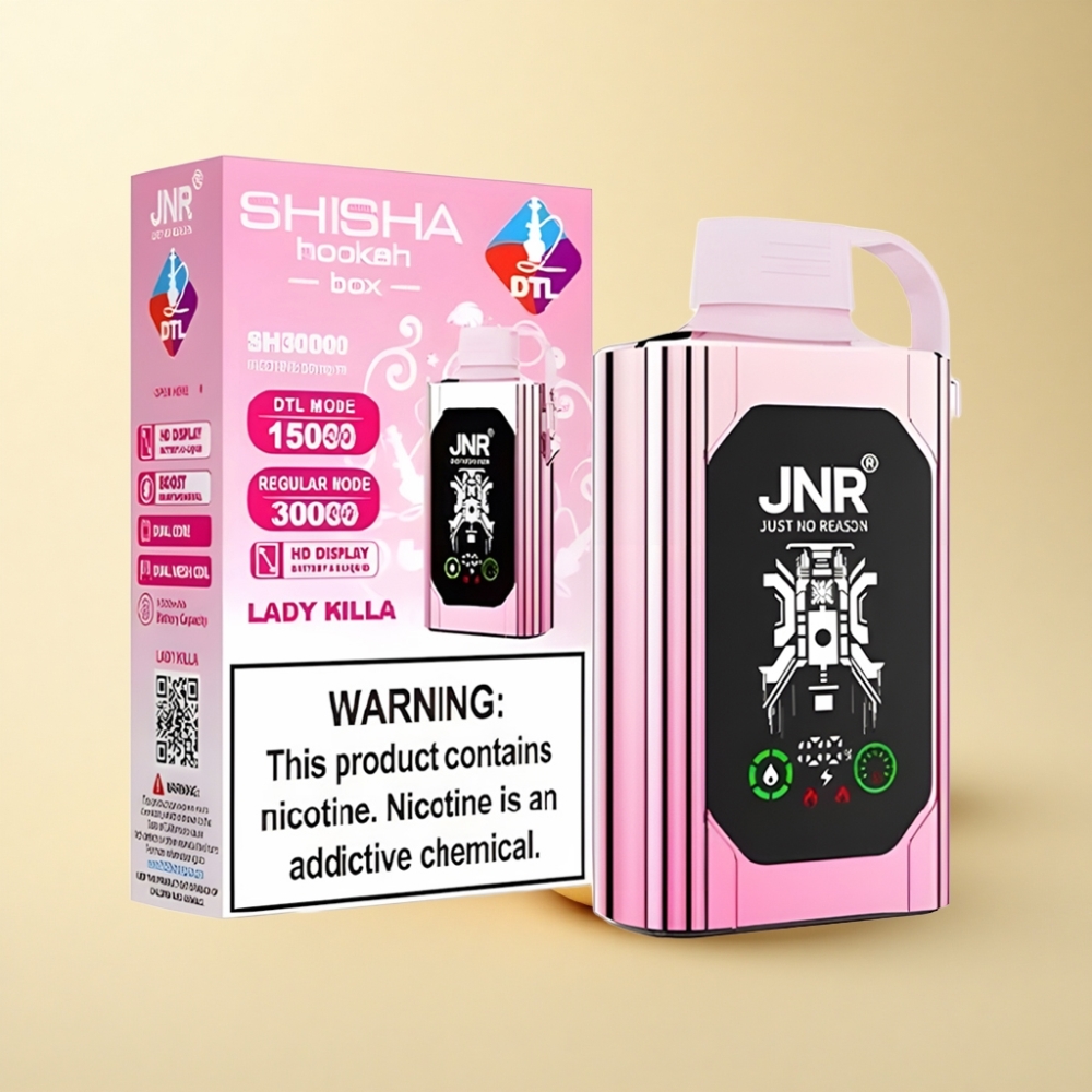 JNR Shisha Hookah Box 20500 Puffs HD Skjerm Type-C Hurtiglading Damekiller