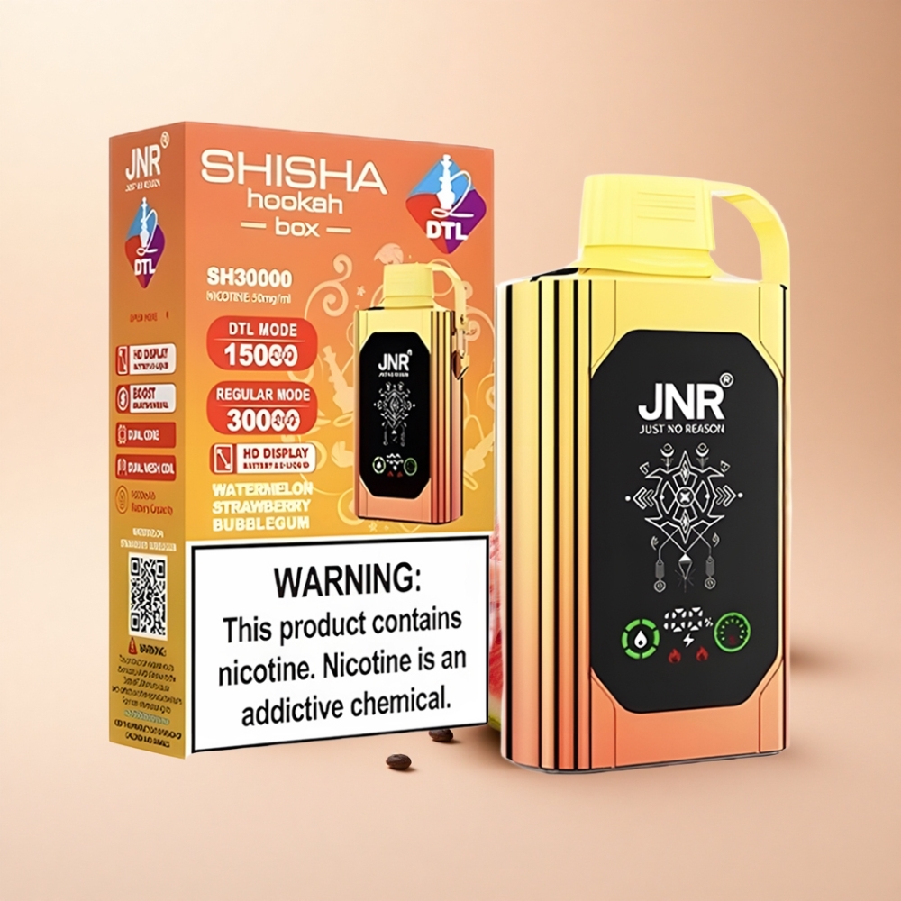 JNR Shisha Hookah Box 20500 Puffs HD Skjerm Vannmelon Jordbær Tyggegummi